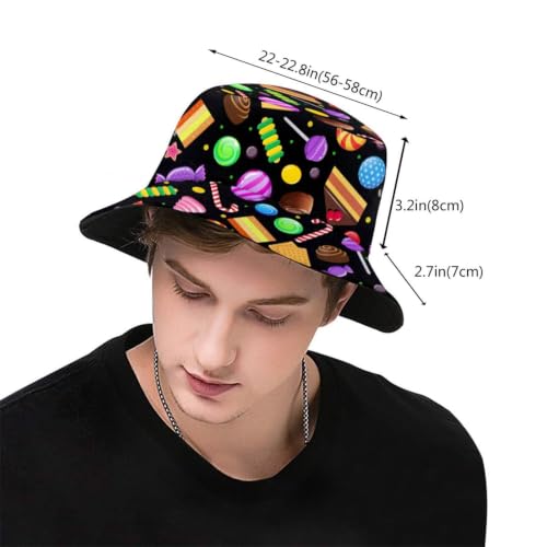 Bucket Hat Funny Duck Fisherman Hat Travel Beach Sun Hat Outdoor Cap for Men Women Adults - color: Toffee Candy Dessert1
