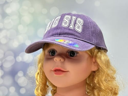 Adjustable Embroidery Animal Baseball Hat for Kid Toddler Child - color: Big Sis (Washed Purple)