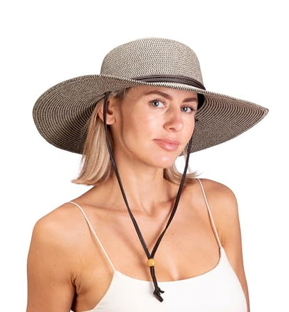 Sloggers Women's Wide Brim Braided Sun Hat with Wind Lanyard - UPF 50+ Maximum Sun Protection - color: Sage