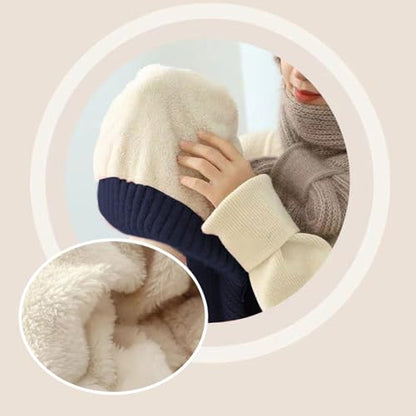 Sumolux Integrated Ear Protection Windproof Cap Scarf Elastic Knitting - color: Navy Blue