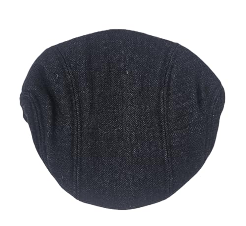 Traditional Men's Irish Flat Cap, 100% Wool Tweed, Made in Ireland - color: Black, size: Medium