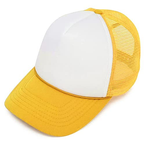 MR.R Sublimation Blanks Polyester Mesh Cap Mesh Hat Two Tone Trucker Summer Mesh Cap with Adjustable Snapback,2pcs per Pack - color: Yellow
