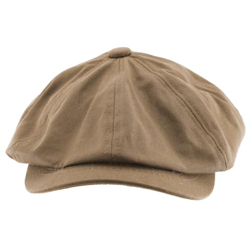 Trendy Apparel Shop XXL Oversized Cotton Newsboy Cap Hat - color: Khaki