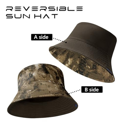 UPF 50+ Reversible Sun Hat - color: Brown/Brown Camo, size: Medium