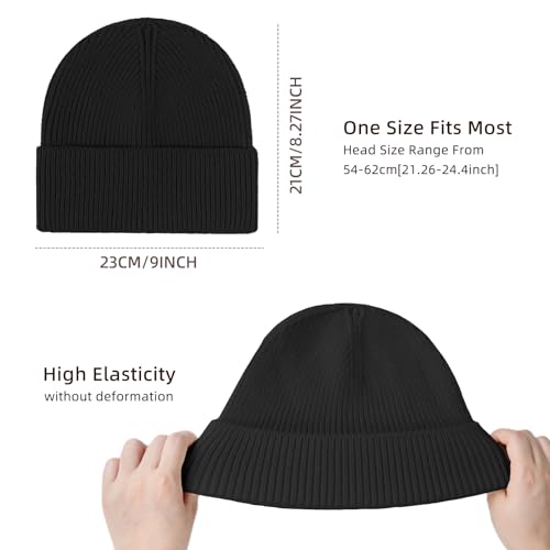 Beanie for Men Women Cuffed Thick Knitted Skull Cap Unisex Winter Hat - color: Black