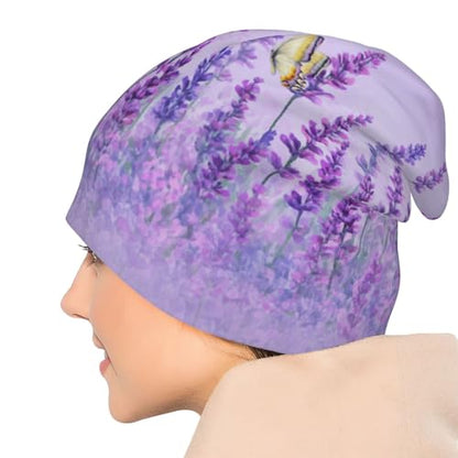 Slouchy Beanie Hat Skull Cap Chemo Headwear Baggy Hats for Men Women Running Cycling - color: Butterfly Flowers