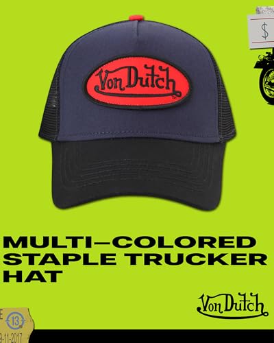 Von Dutch Unisex Trucker Hat, Colorblock, Mesh Back, Curved Bill, Snapback - color: Obsidian/Black
