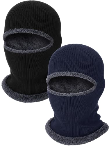 SATINIOR 2 Pcs Ski Masks Winter Balaclava Fleece - color: Black, Navy Blue, size: Small
