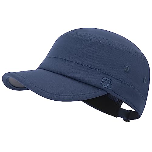 GADIEMKENSD Stretch Army Cap Cadet Military Hats Flat Top Baseball Cap Short Bill Breathable - color: Dark Blue