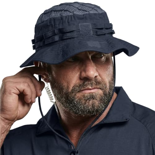 CQR Men's Tactical Boonie Hat, Breathable Packable Sun Hat for Hunting, Hiking, Fishing, Shooting, and Outdoor Activities - color: Sentinel Operator Navy, size: Small-Medium