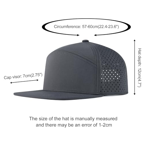 FEINION Men Laser Mesh Flat Brim Snapback Baseball Cap - color: Dark Grey