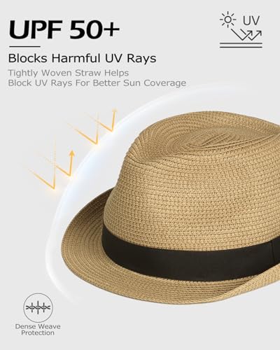 Zylioo XXL XL Straw Hats for Men Big Heads,L M S UV Summer Fedora Panama,UPF Beach Sun Hats for Women Travel Hat - color: Cuban-khaki-a
