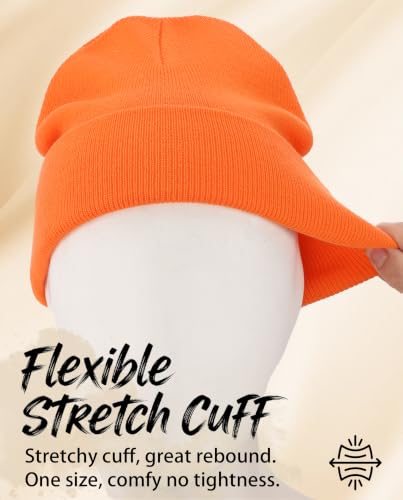 Connectyle Men's Cuffed Beanie Hat Double Layer Knit Winter Watch Cap - color: Orange
