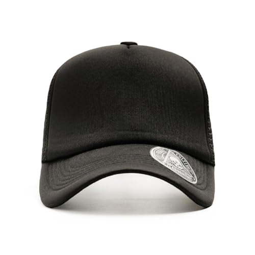 2-Pack Classic Foam Trucker Hat Summer Mesh Hat Lightweight Adjustable Back Buckle Strap - color: Black/Green