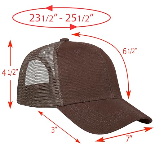 Falari Trucker Hat Baseball Cap Structured Plain Design 6 Panel, Adjustable Size - color: 1pk Brown