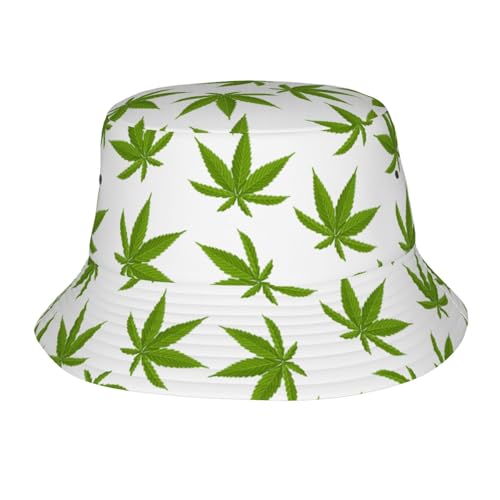 Bucket Hat for Men Women Funny Hat Unisex Foldable Summer Travel Beach Hat - color: Weed Bucket Hats