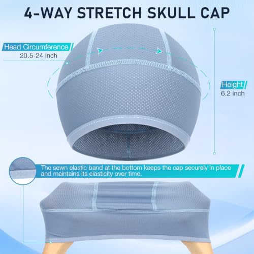 3PCS Cooling Skull Cap, Breathable Mesh Skull Caps for Men, Lightweight Head Cap Cycling Helmet Liner - color: Black-darkgrey-green
