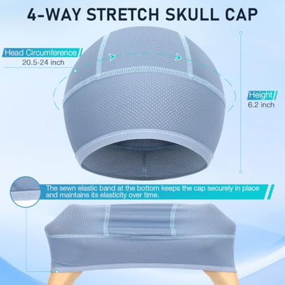 3PCS Cooling Skull Cap, Breathable Mesh Skull Caps for Men, Lightweight Head Cap Cycling Helmet Liner - color: Black-darkgrey-green