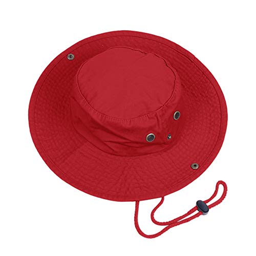 Bucket Hats with String Wide Brim Hiking Fishing UV Sun Protection Safari Unisex Boonie - color: Red, size: Large-X-Large