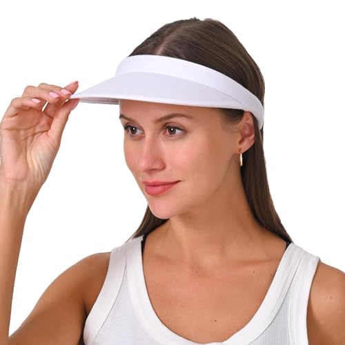 Cotton Visor Hat Women Men Clip-on Visors Hats Adjustable Outdoor Sports Golf Beach Wide Brim Sun Cap - color: White