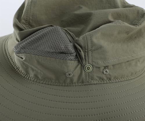 Connectyle Sun Hat for Men Women Outdoor UV Protection Safari Hat for Fishing Hiking Gardening Breathable Cowboy Hat UPF50 - color: Light Army Green