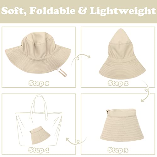 Sarfel Baby Sun Hat Summer Baby Boy Hats UPF 50+ Sun Protection Toddler Hat Bucket for Baby Girl Adjustable Kid Cap - color: Beige, size: 2-7 Years