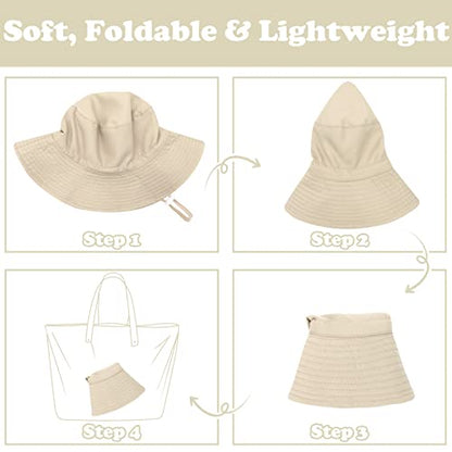 Sarfel Baby Sun Hat Summer Baby Boy Hats UPF 50+ Sun Protection Toddler Hat Bucket for Baby Girl Adjustable Kid Cap - color: Beige, size: 2-7 Years