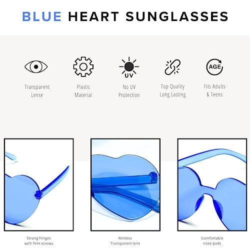 4E's Novelty Cowboy Hat with feathers With Heart Shaped Sunglasses for Women, Felt Cowgirl Hat for Party Costume Dress Up - color: Light Blue