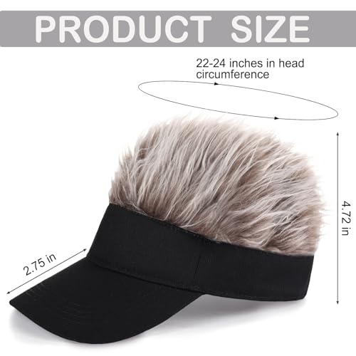 Adjustable Sun Visor Hat with Wig Spiked Hairs Fashion Baseball Golf Cap for Men & Women - color: 2pack Brown+grey