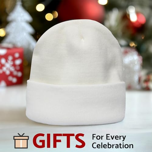 PFFY Beanie for Men Women Unisex Knit Cuffed Winter Thick Lined Beanies Hat - color: Pure White