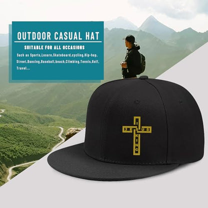 Pineapple Hat Flat Bill Baseball Hats for Men Fashion Black Baseball Cap for Women Adjustable Flat Brim Trucker Hat - color: Golden Cross