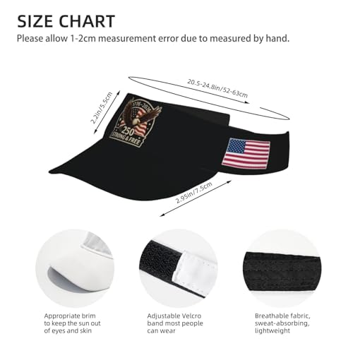 United States 250th Anniversary Hat America Patriotic Visor Caps for Women Men Adjustable Sun Hat - color: American Flag 1
