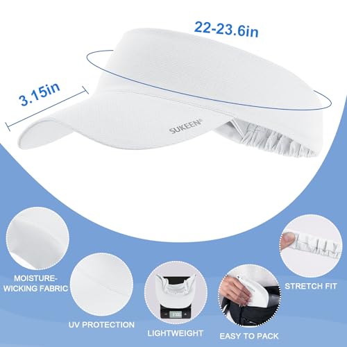 Sukeen Cooling Stretchy Sun Visor for Women Men UV Protection Cooling Hat - color: White