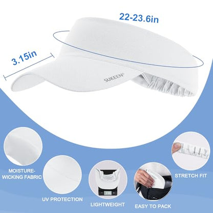 Sukeen Cooling Stretchy Sun Visor for Women Men UV Protection Cooling Hat - color: White