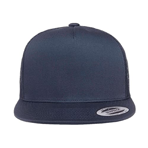 Yupoong 5-Panel YP Classic Trucker Cap | High Profile Flat Visor Snapback - color: Navy