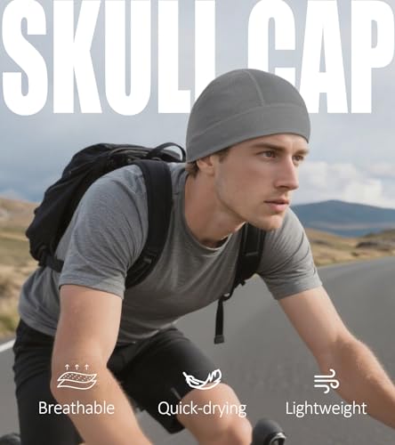 Skull Cap Helmet Liner for Men Women Cooling Hat Running Beanie - color: Set B-black,dark Gray,light Gray
