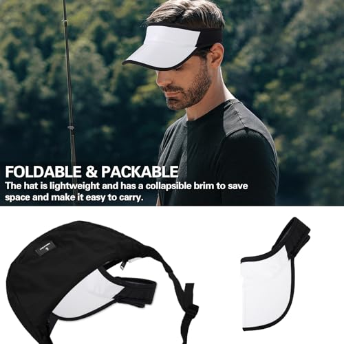 Sports Sun Visor Hat Men Women Foldable Brim Packable Running Golf Cap - color: White