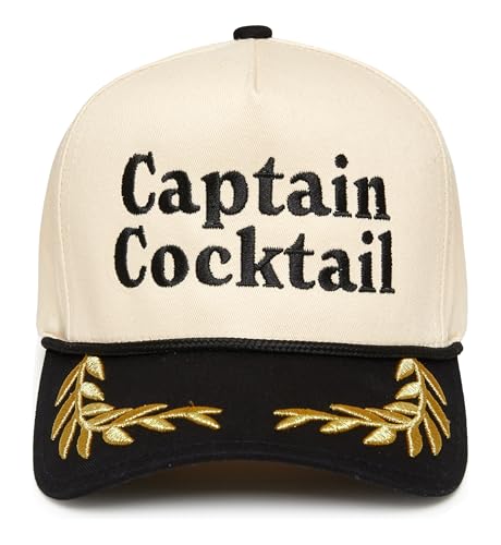 Funky Junque Adult Trucker Snapback Hat 2-Tone Baseball Cap - color: Captain Cocktail - Black/Beige (Nautical)