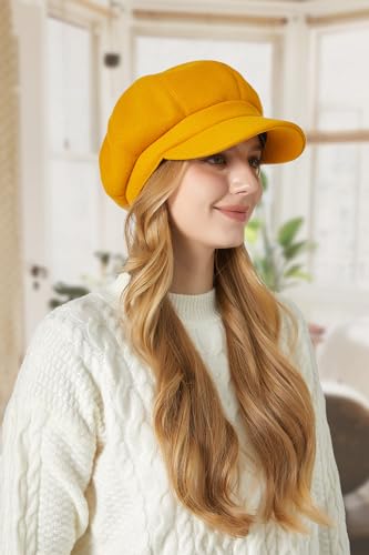 Sumolux Women Beret Newsboy Hat French Cap Classic Winter - color: Yellow