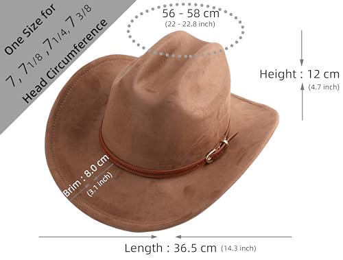 Pro Celia Cowboy Hat for Women and Men Wide Brim Western Cowgirl Hat - color: Coffee