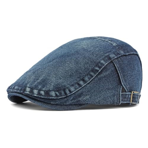 Cotton Newsboy Cap,Breathable Ivy Gatsby Cabbie Beret Hat for Men's Women Driving Hunting Golf - color: Denim Navy