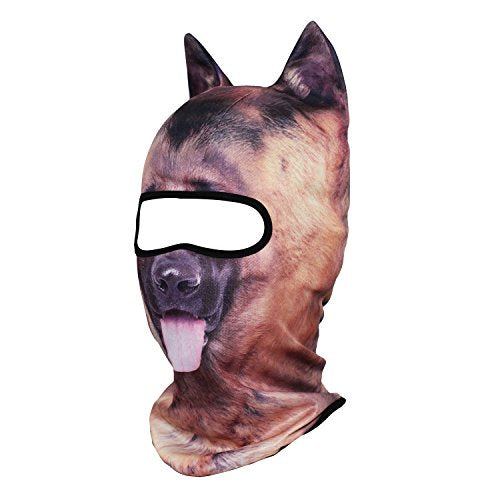 WTACTFUL 3D Animal Ears Balaclava, Breathable Face Mask for Halloween - color: German Shepherd Meb-11