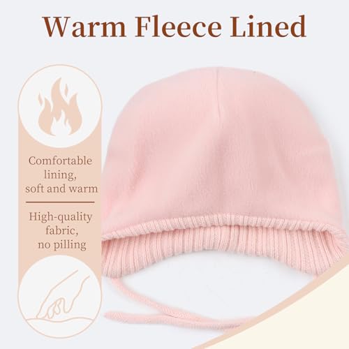 Baby Girl Winter Hats Pompom Infant Boys Beanie Knitted Kid Hat - color: Pink, size: 0-6 Months