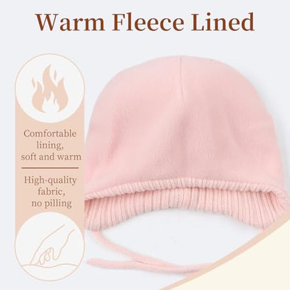 Baby Girl Winter Hats Pompom Infant Boys Beanie Knitted Kid Hat - color: Pink, size: 0-6 Months