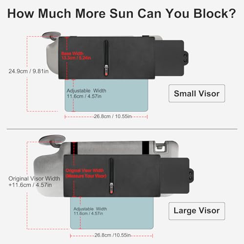 Veharvim Sun Visor Extender for Car (Zipper Slider& Prevents Fingerprints, UV400, PC Lens), Visor Extender Attachment for Car Visor, Anti-Glare for Safe Driving (Driver Side) - size: Driver Side