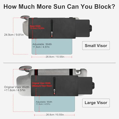 Veharvim Sun Visor Extender for Car (Zipper Slider& Prevents Fingerprints, UV400, PC Lens), Visor Extender Attachment for Car Visor, Anti-Glare for Safe Driving (Driver Side) - size: Driver Side