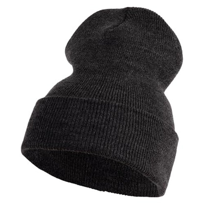 e4Hats.com 12 inch Cuffed Knit Long Beanie - color: Dk Grey