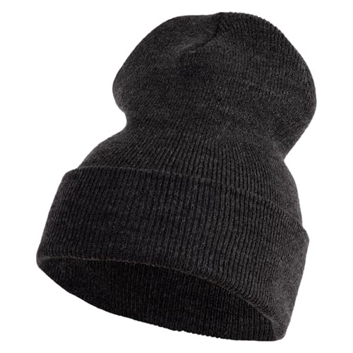 e4Hats.com 12 inch Cuffed Knit Long Beanie - color: Dk Grey