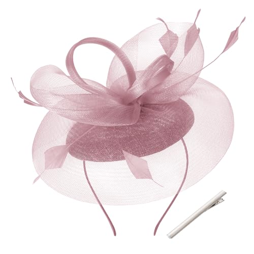 tiggell Fascinators Tea Party Hat for Women, Fascinator with Pillbox Hat - color: Nude Pink