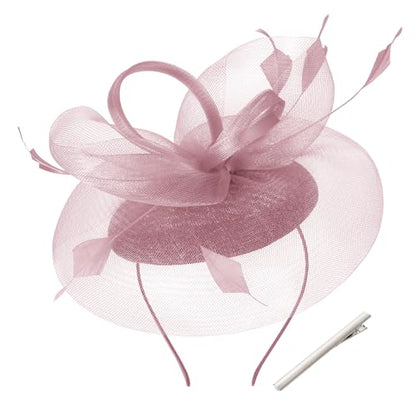 tiggell Fascinators Tea Party Hat for Women, Fascinator with Pillbox Hat - color: Nude Pink